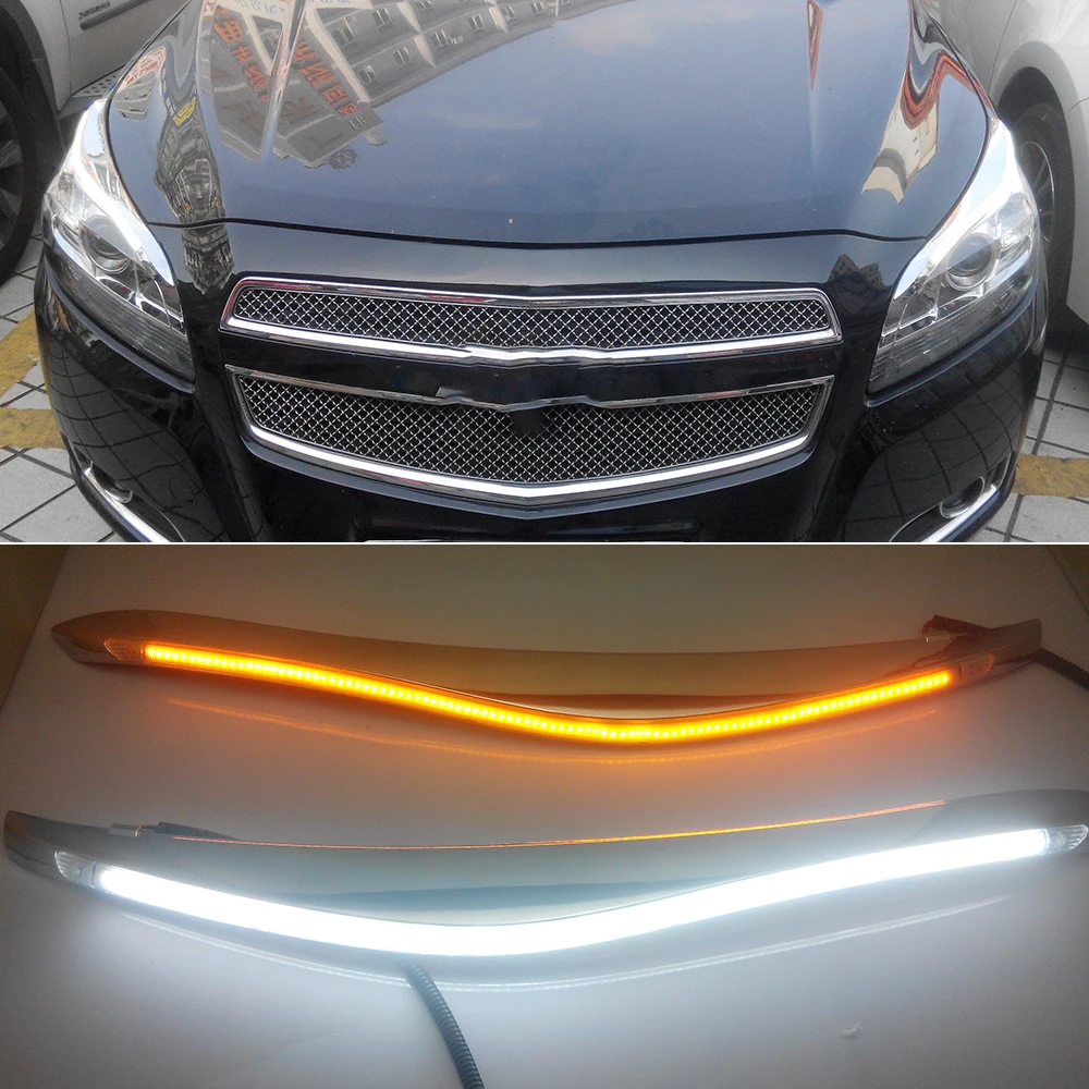 Car Headlight LED Eyebrow Daytime Running Light DRL with Yellow Turn Signal Light