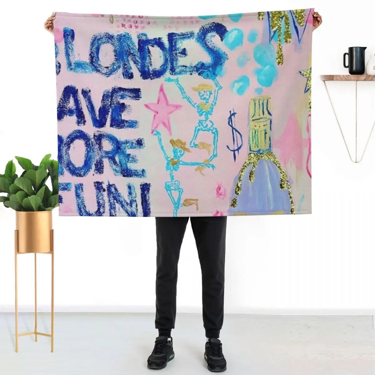 Blondes Have More Fun Throw Blanket Decoratives Hair Loose Warm Retros Summer Beddings Blankets