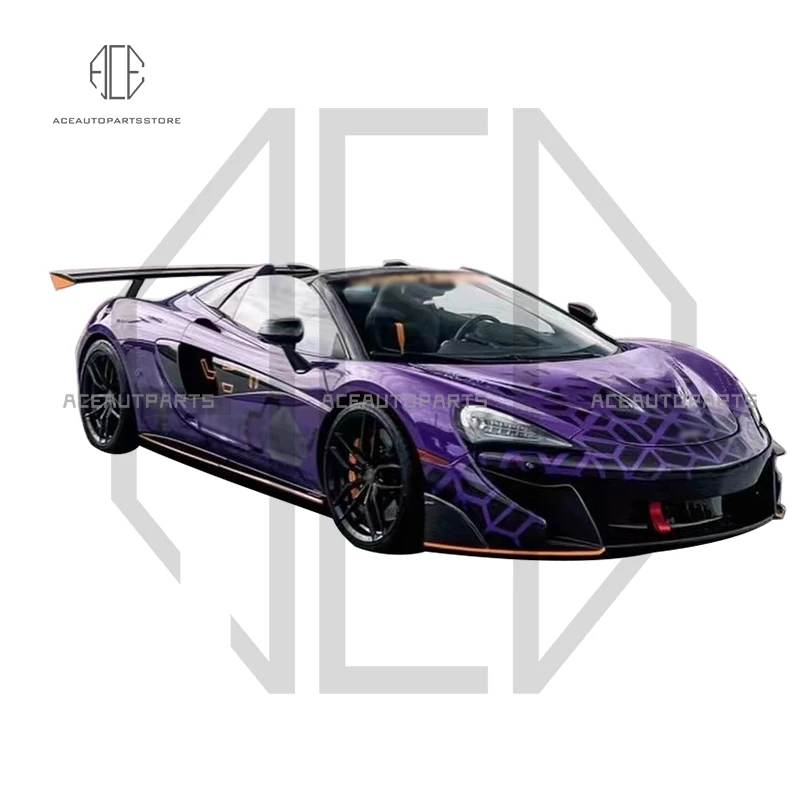 High Quality Carbon Fiber Auto Body Kit For McLaren 540C 570S 600LT Front Bumper Rear diffuser Spoiler V Style