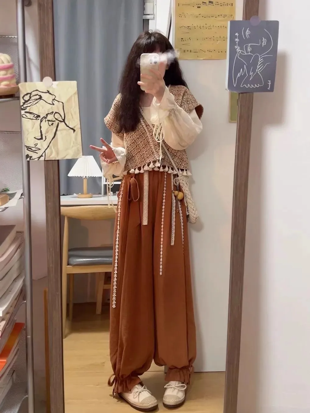 New Chinese Style Women's Shirt Fashion Set Complete Look Hanfu Influence Summer Wear Polyester Fabric 18-25 Years Old