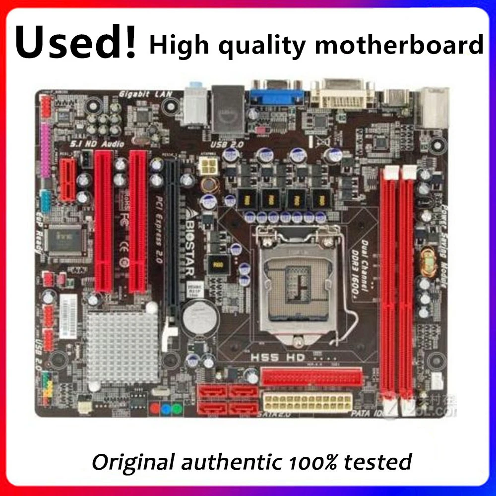 

For Biostar H55 HD Motherboard LGA 1156 DDR3 16GB For Intel H55 SATA II Original Desktop Used Mainboard