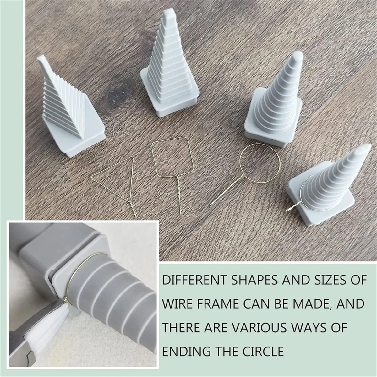 Juego de herramientas para envolver cables de mandril de 4 piezas, incluye mango Triangular, redondo, ovalado, cuadrado y de plástico para bobinado de metal