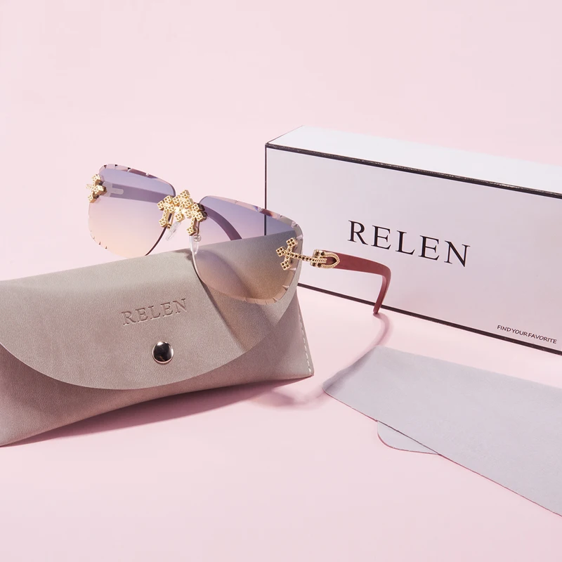 Relen 1 قطعة تصميم العلامة التجارية الجديدة للمرأة بدون إطار مرصع بالألماس معدن فاخر السماء المرصعة بالنجوم العصرية نمط الشارع هدية الزخرفية مع