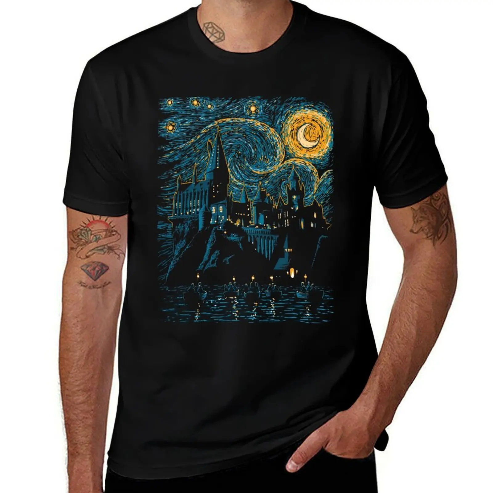 

Castle - Starry - Night T-Shirt funny t shirts man cotton tshirt 100% man t shirts cotton T-Shirt