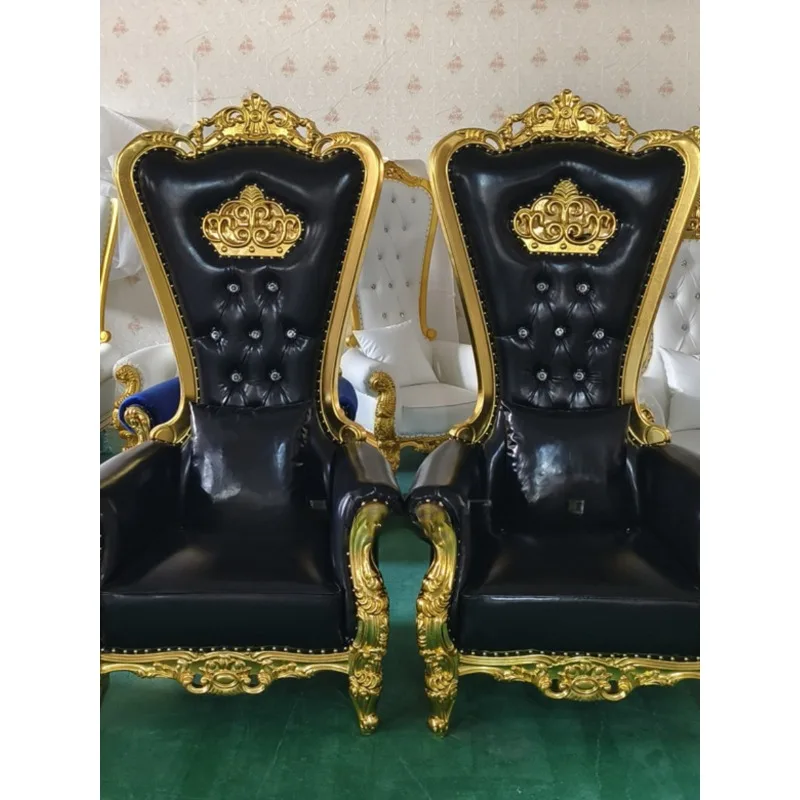 

European high-backed chair solid wood, carved decorative image chair villa living room hotel clubhouse KTV princess chair king c