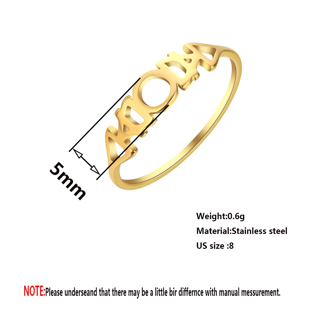 Kinitial Stainless Steel Geometríc Ring Natrual Letter Ring Jewelry Birthday Anniversary For Men Women