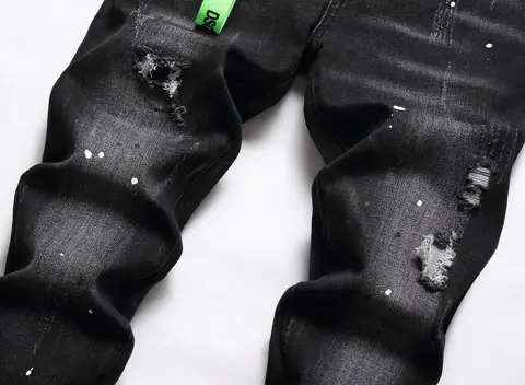 पुरुषों के लिए डिस्ट्रेस्ड जींस, फटे हुए पेंट से सने इलास्टिक पैंट, काले स्ट्रेच जॉगर्स, स्ट्रीटवियर होल डिज़ाइन फैशन पैंट, पुरुषों के लिए D2 8 best sales पुरुषों की जींस - №4