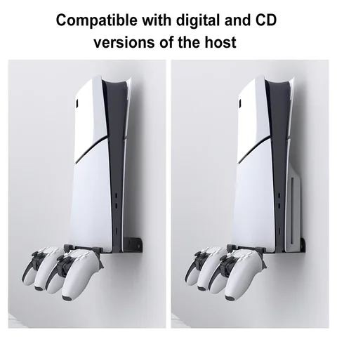 Suporte de parede para PS5, suporte de exibição, base com suporte do controlador, suporte de parede para PS5, slim, edição digital, edição do disco