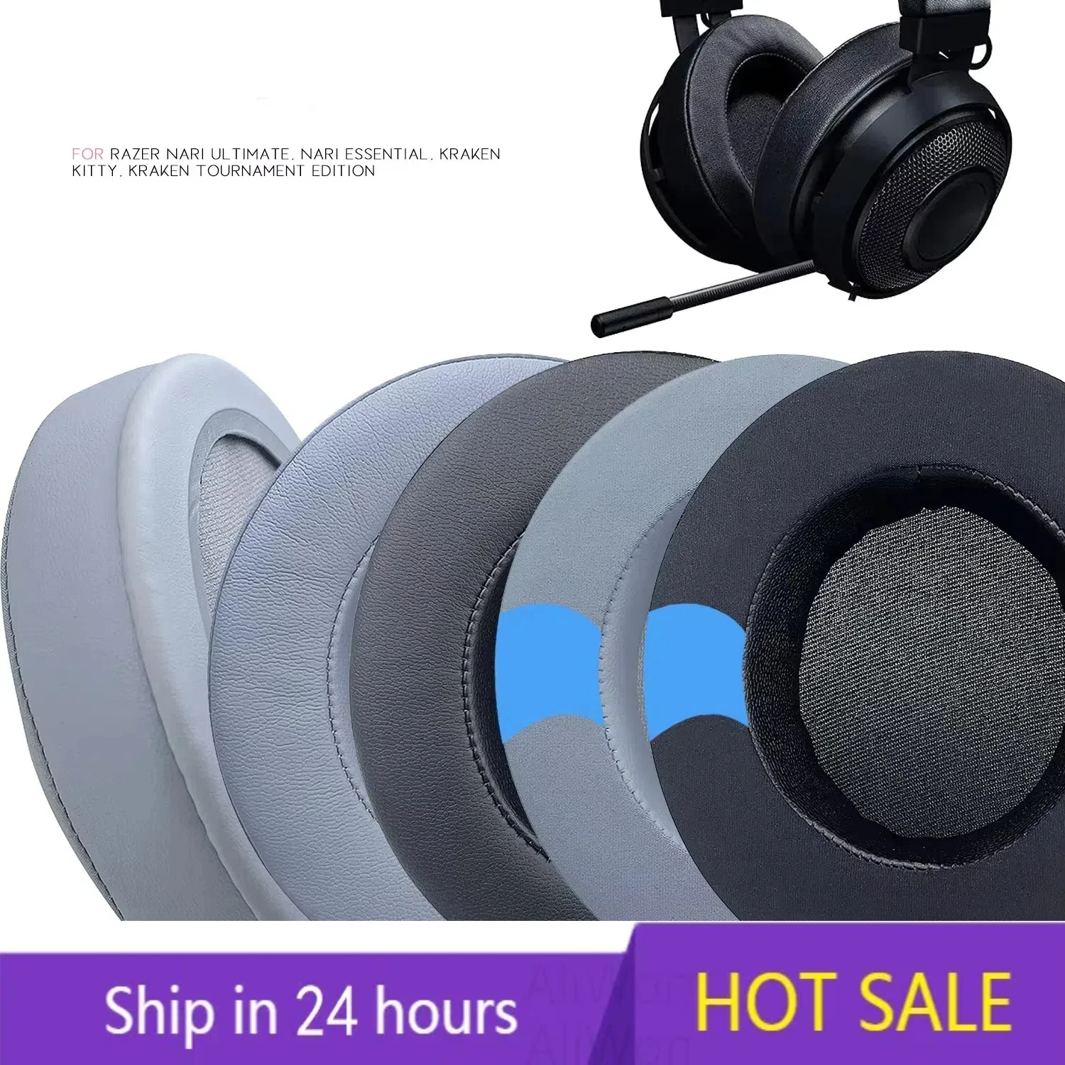 Replacement Cooling-Gel Earpads Ear Pads Cushions for Razer Kraken Tournament Edition Nari Kraken X Ultralight Essential Headset