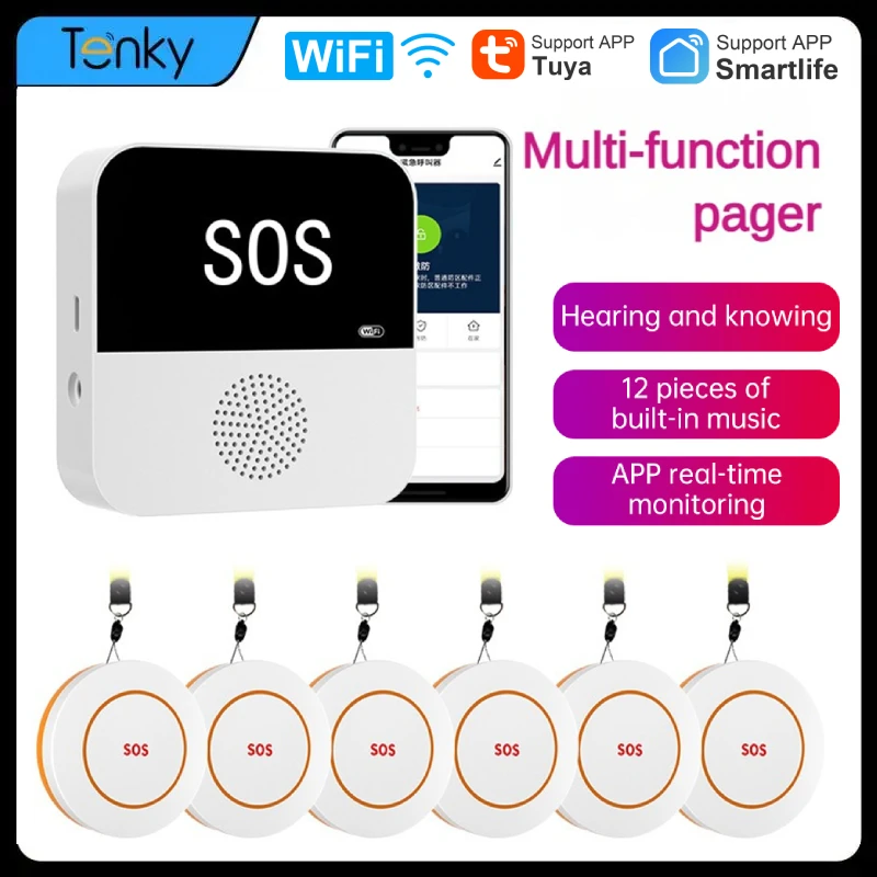 

Tuya Wifi SOS Safety Alarm Smart Button Panic Alarm Button Pager For Elderly People Security Protection Smart Life Control Alarm