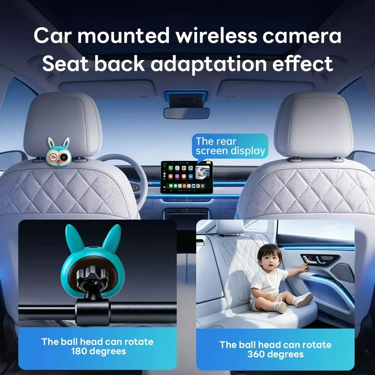 【Brand】6-In-1 CarPlay Rear Cabin Monitoring Camera Pet/Kids Care Monitor Auto CarPlay Adapter Support Netflix YouTue Smart Box