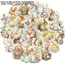 50/200 PCS Bunny Rabbit Daily Day Cartoon Stickers Aesthetic Decals for Bike Bottle Suitcase Scrapbooking Children Gifts Sticker