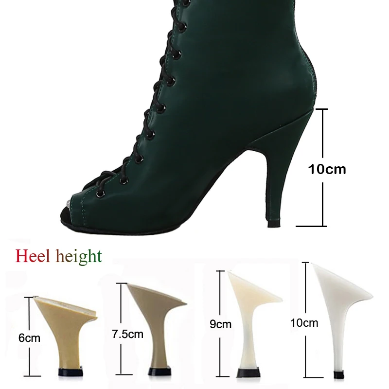 Latin Dance Shoes Women\'s Salsa Tango Ballroom Party Dance Boots Green High Heeled Women\'s Boots Dance Sneakers