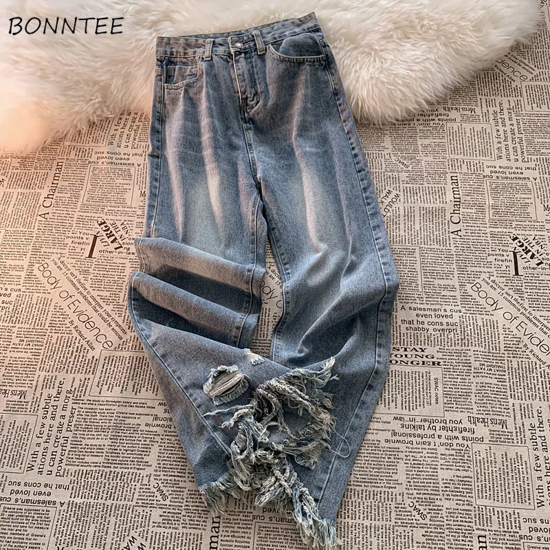 

Streetwear Ripped Mopping Jeans Women Y2k Young New Design Fashion Retro Ulzzang Ins Chic Baggy Schoolgirls Stylish Wide Leg BF