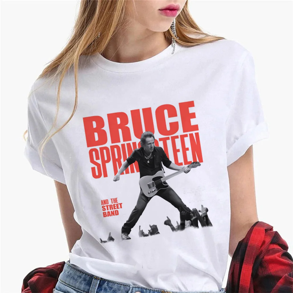 Camiseta cómoda y transpirable de gran tamaño para hombre y mujer de Bruce Springsteen, Top japonés de verano para mujer, ropa con gráficos de cómics Y2k
