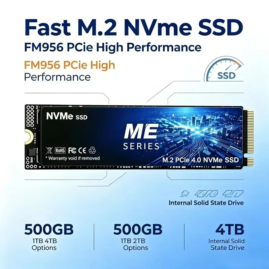 ME PCIe 4.0 NVMe M.2 SSD 1TB 2TB 4TB Internal Gaming SSD High Speed Read Plug and Play Storage for Laptop Desktop Upgrade