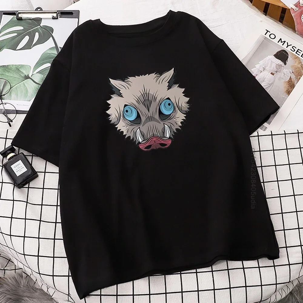 Hashibira Inosuke Wild Boar Headgear Print T-Shirt Men Cool Hip Hop Tops New fashion Japanese Anime Demon Slayer T Shirt