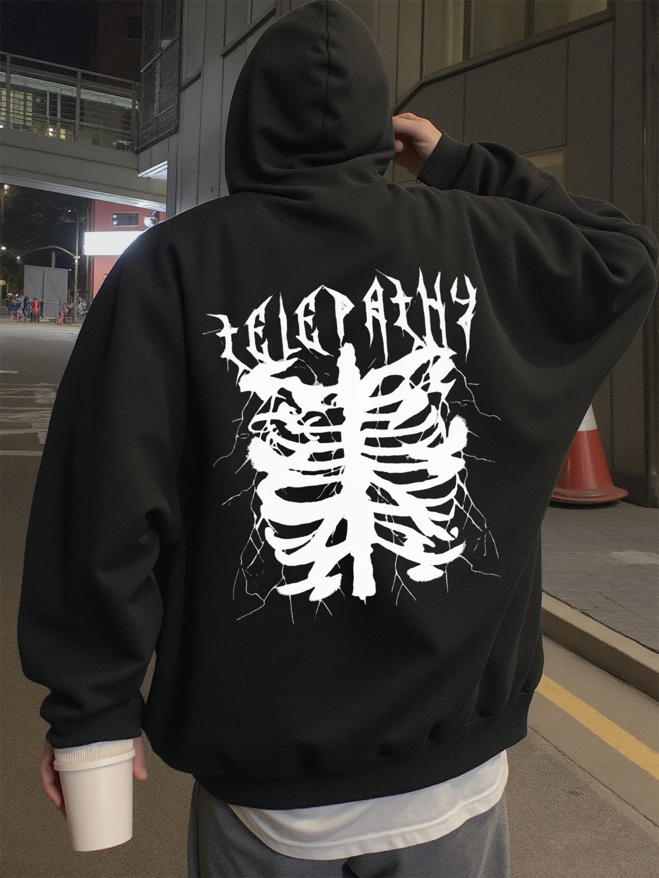 

Толстовка с капюшоном для мужчин, уличная одежда, модные мужские толстовки с рисунком скелета, подходят для ношения весны, осени и зимы