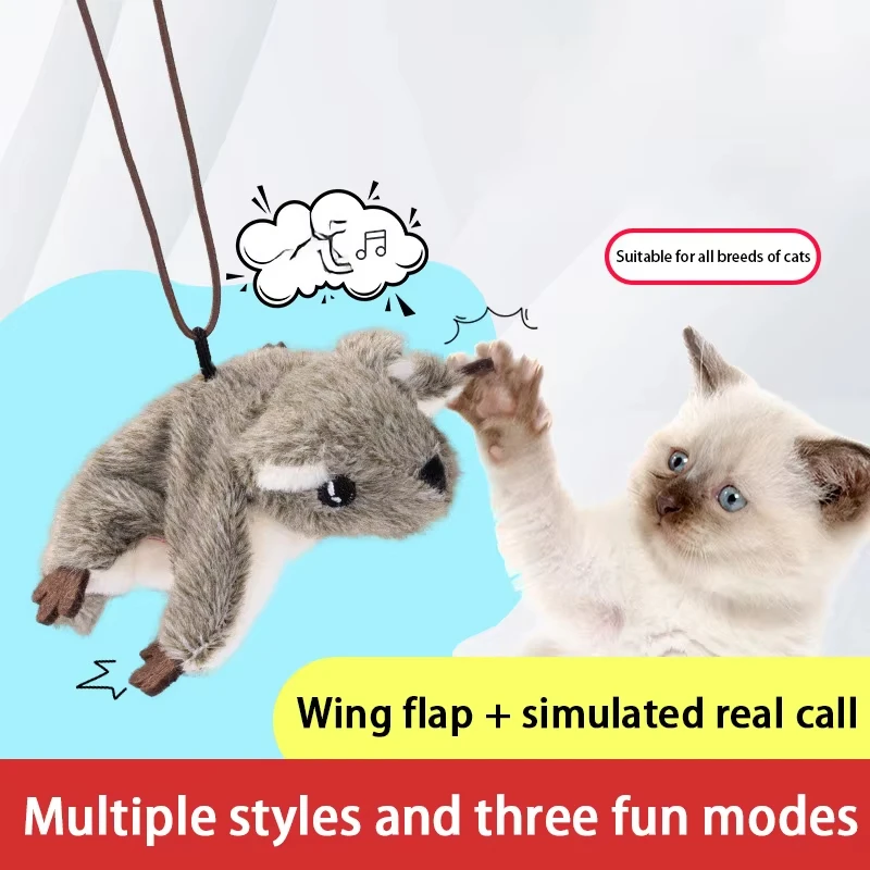 Interactive Cat Toys Rechargeable Flying Bird Cat Toy Chirping Flapping Bird(no Flying) Can Add Catnip Touch Activated Plush Toy