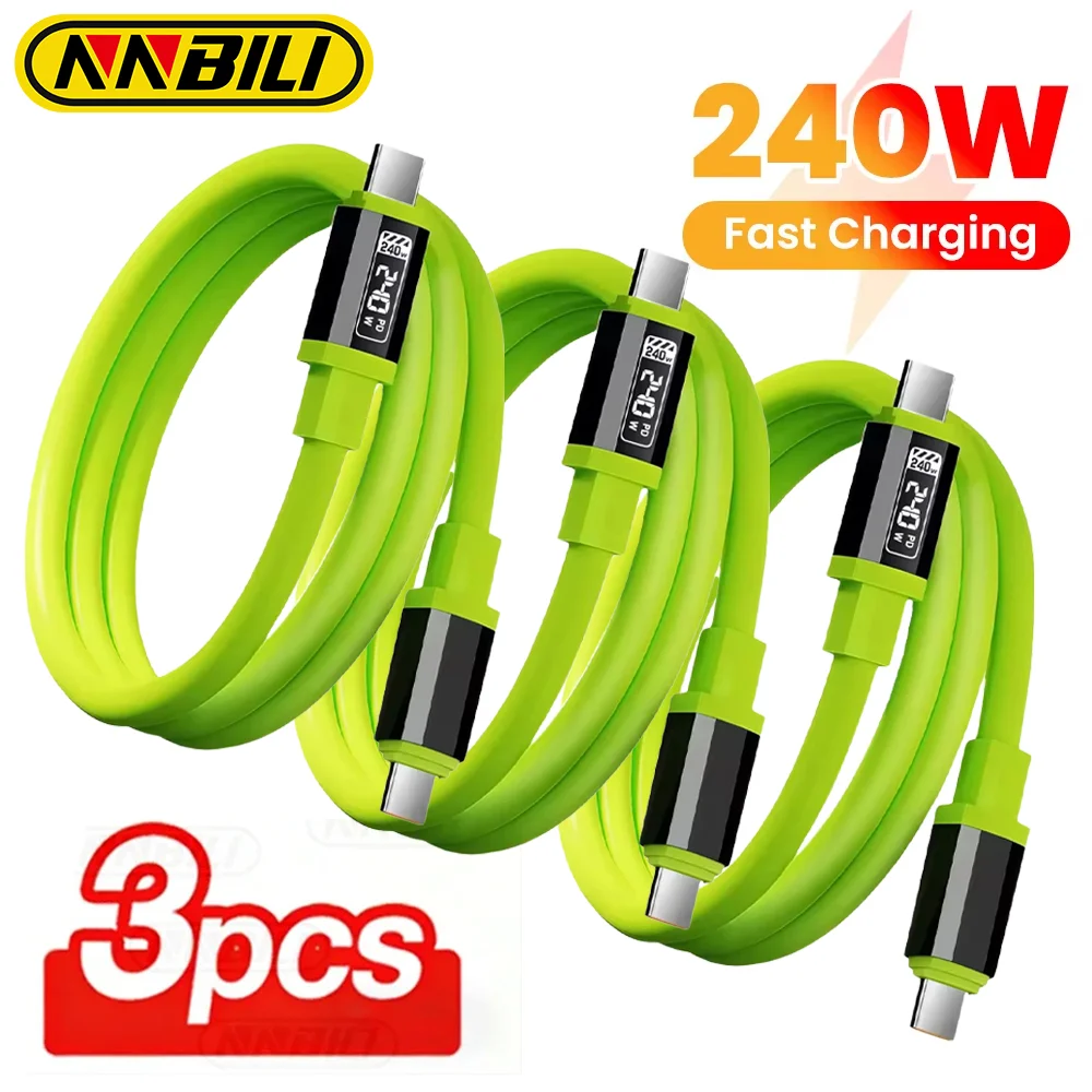 NNBILI 1/3 Stück 240W Typ-C-Kabel PD Schnellladekabel für iPhone 17 Huawei Typ-C zu USB-C Schnellladekabel