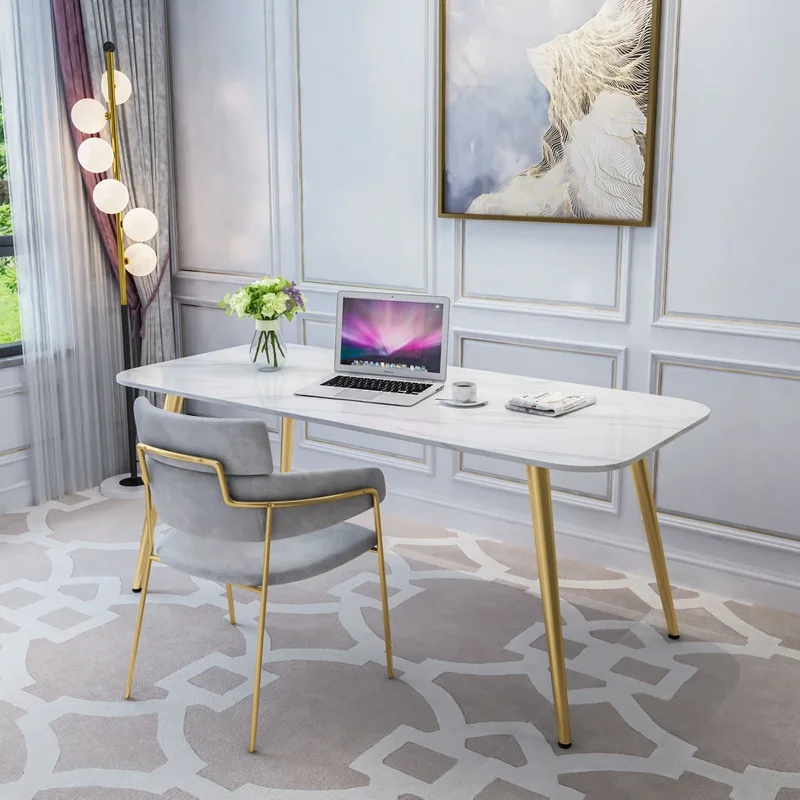 Nordic Simple Student Study Desk and Chair Studio Staff Office Computer Desk,Slate Marble Computer