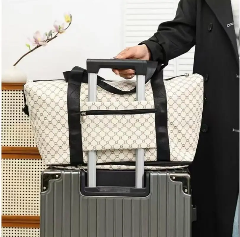 Travel Gym Bag Large Capacity Expandable PU Leather Duffle Weekend Overnight Luggage Strap Business Trip Sports Tote