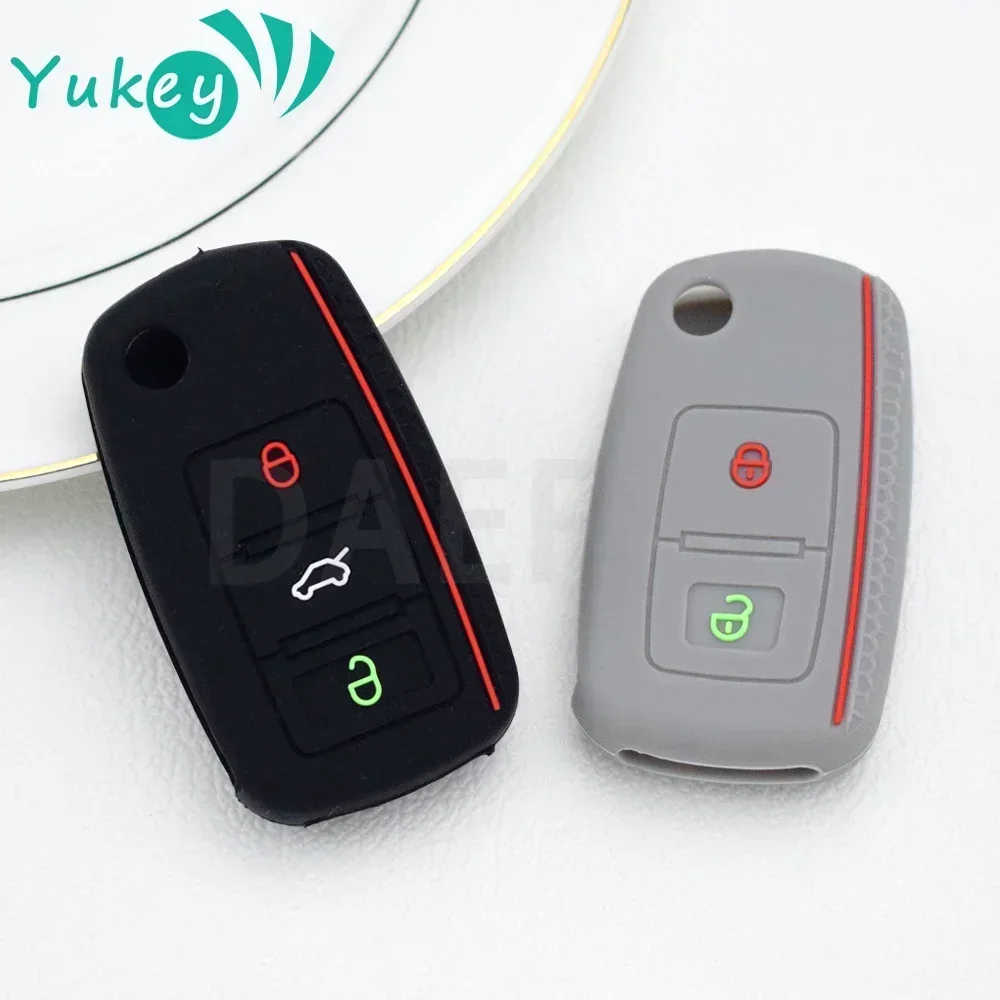 2 3 Buttons Silicone Flip Rubber Car Key Cover Case For VW Volkswagen Golf 5 6 7 MK4 Bora Amarok Polo Jetta Altea Alhambra Fob