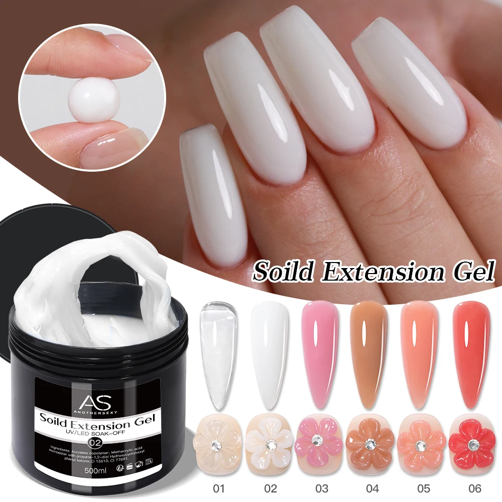 

AS Hema Tpo Free 500ml Clear Non Stick Hand Extension Gel 3D Shaping Sculpting Carving Nail Art Builder Solid Hard Gel for Nails