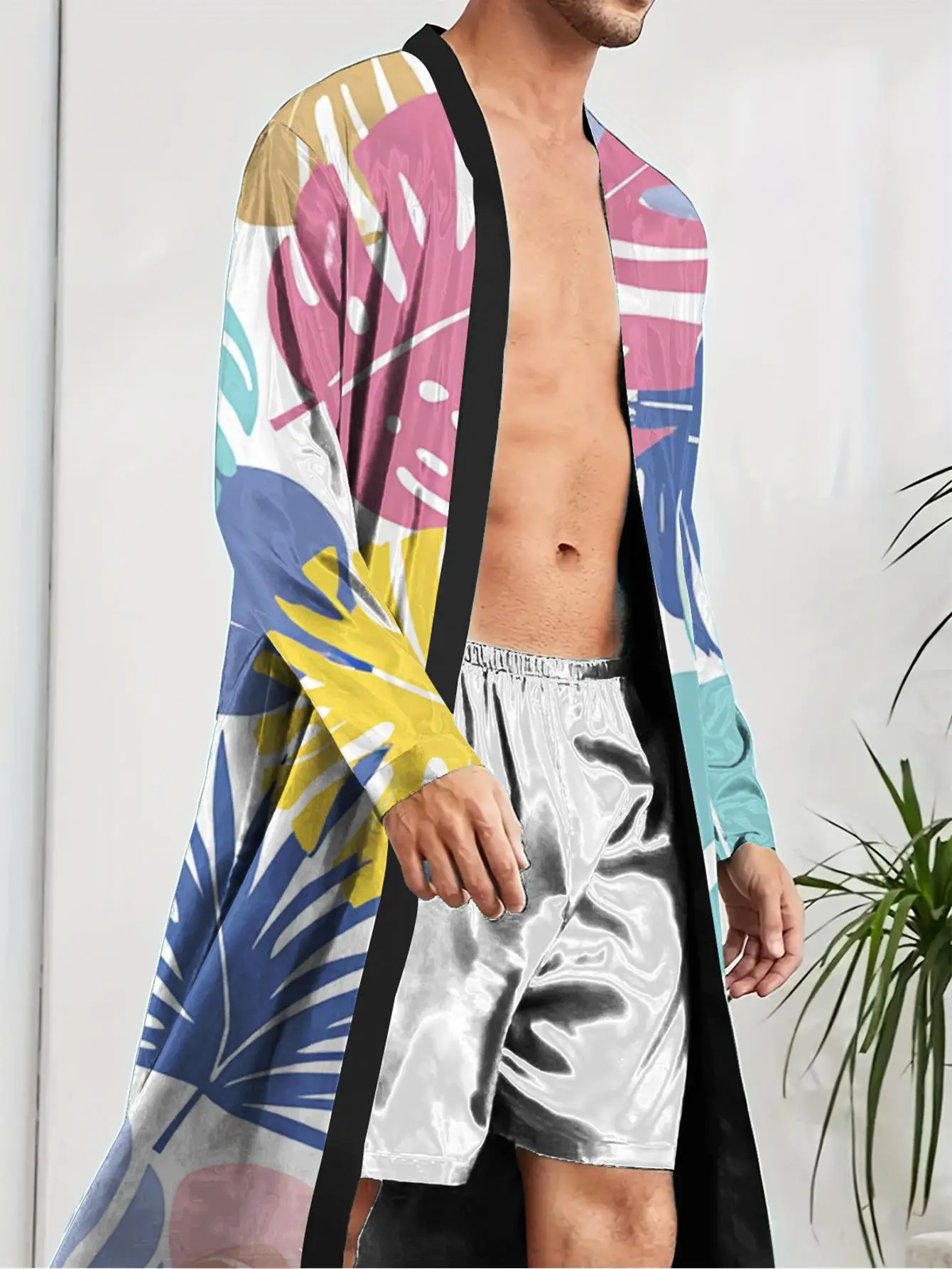 

1pc Men'S Robes 2026 Spring/Summer Bathrobe Robe Man 3D Printed Nightie for Men Bath Robe Men'S Pajamas Polyester Graphic