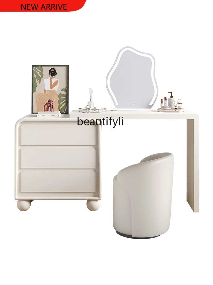 

X Cream Style Dresser Three-Bucket Cabinet Integrated Bedroom Makeup Table French Dresser