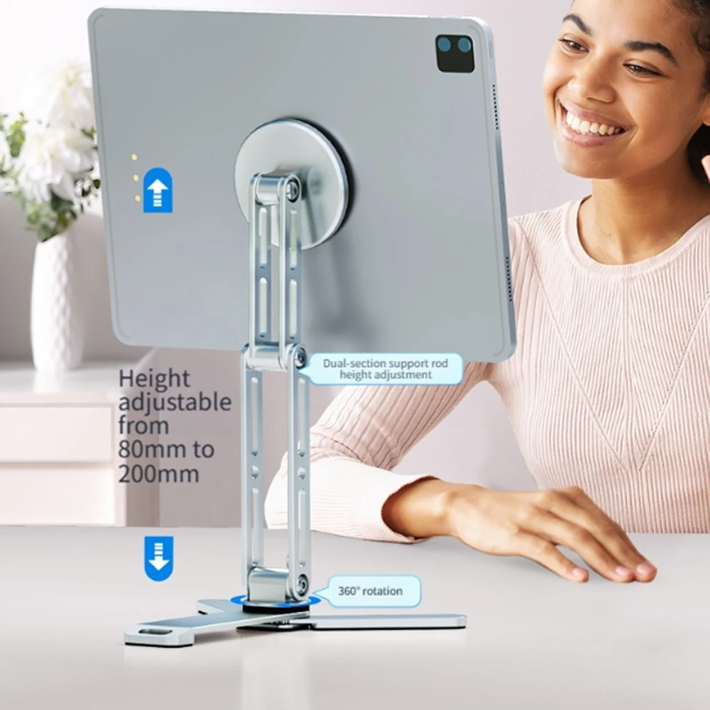

Magnetic Phone Tablet Stand Metal Desktop Lazy Aluminum Alloy Magnetic Pad Stand Height Raising Support Stand Base