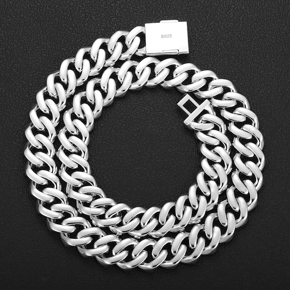 Solid Real 925Sterling Silver 6-15mm Moissanite Cuban Chain Bracelet Iced Out Miami Cuban Link Chain Hiphop Jewelry for Men Gift