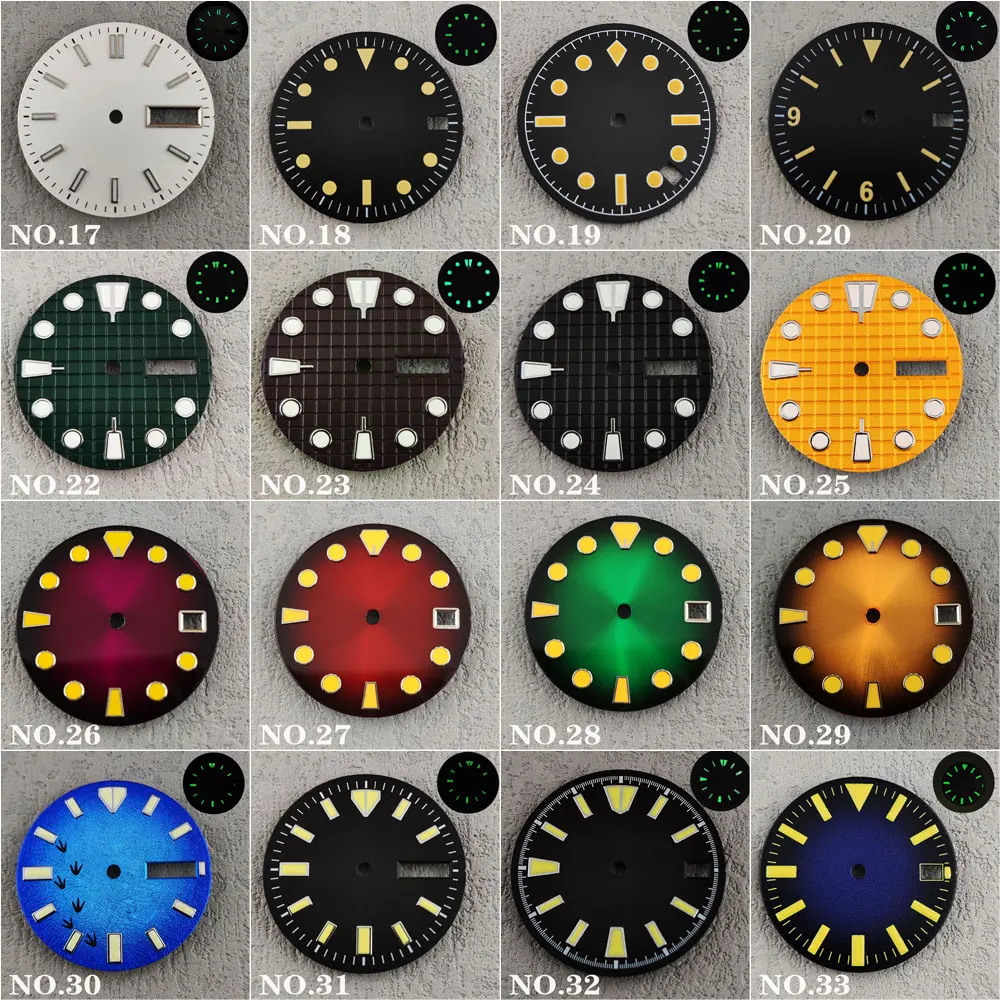 Esfera NH35 de 28,5mm/29mm, esfera estéril de lúmenes luminosos adecuada para movimiento NH35/36, accesorios de reloj para hombre, esfera de reloj