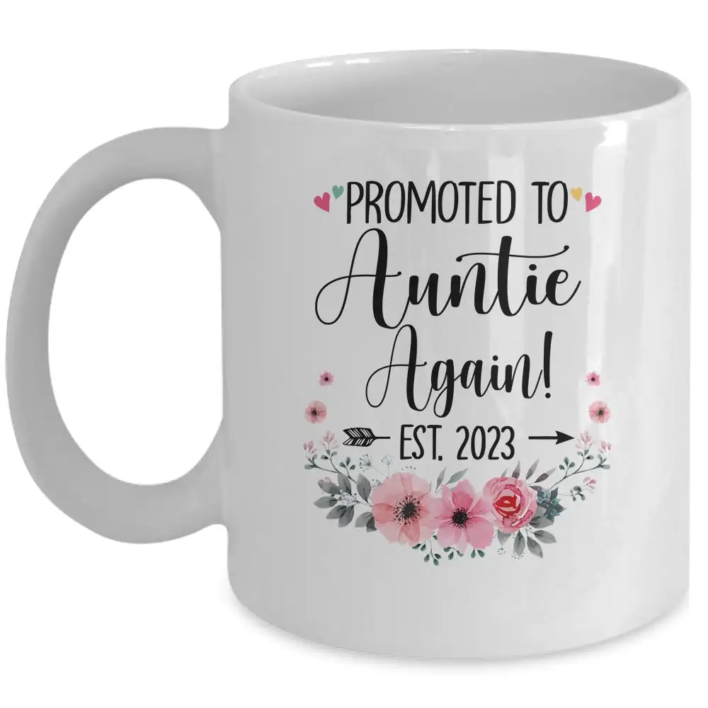 Promoted To Big Sister Again 2023 Pregnancy Announcement Coffee Mug Text Ceramic Cups Creative Cup New Baby Cute Mugs Gifts