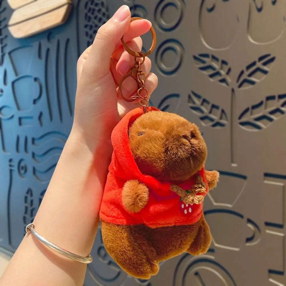 Plush Hoodie Capybara Plush Pendant Fruit Fluffty Capybara Plush Keychain Creative Ornaments Capybara Plush Keyring Bag Pendant