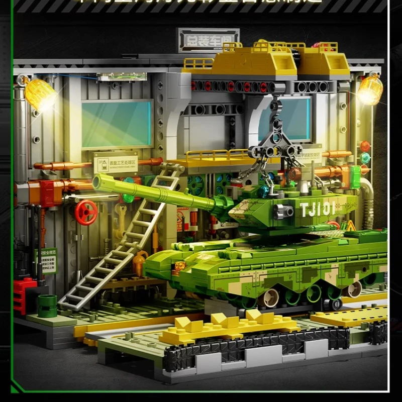 SEMBO الرئيسية معركة خزان الجمعية مصنع اللبنات مجموعات MOC العسكرية سلسلة نموذج سيارة الطوب هدايا عيد الميلاد الأولاد اللعب #2
