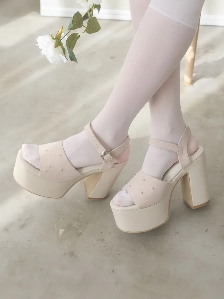 Summer Soft Cute Shibuya Feng Shui Diamond Waterproof Table Thick Sole Heightening Sandals Ladies Japanese Sandals for Women