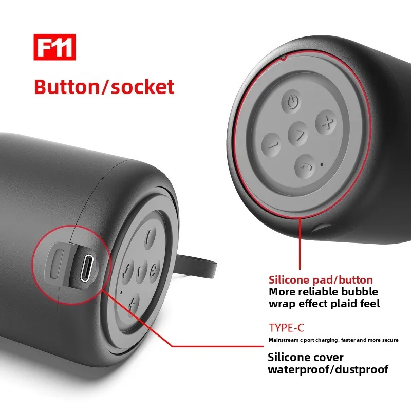 New Bluetooth Speaker Model F11: Outdoor Wireless TWS Mini Subwoofer, Portable Design
