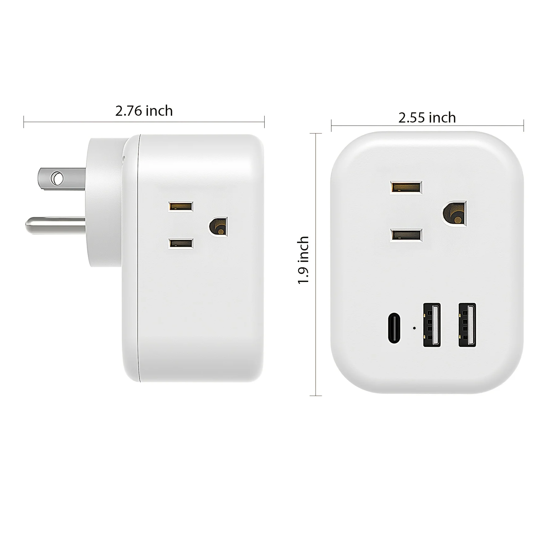 Versatile Multi-Plug Socket Expander, Power Board without Surge Protector, 3 USB Wall Chargers (1 USB C), Suitable for Dorm, Travel, Home, Office, Home Essential