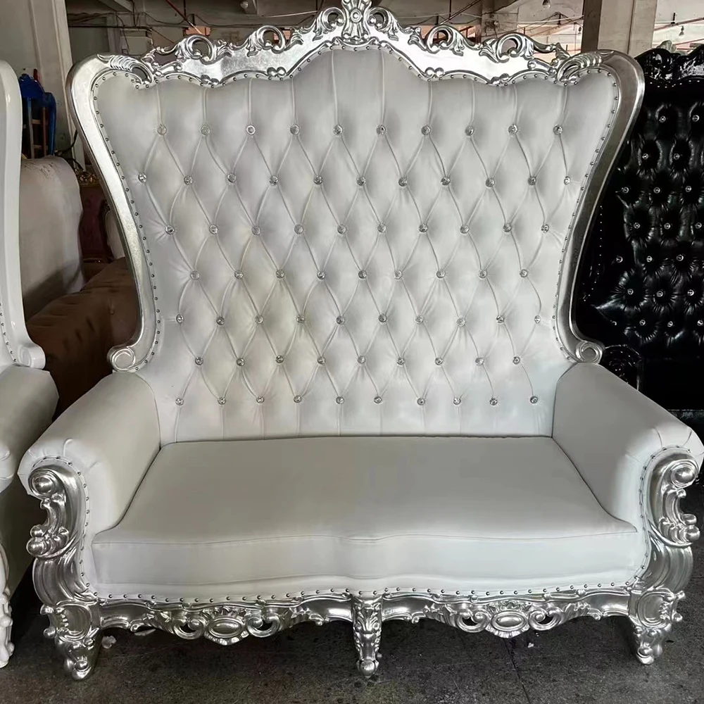 Guangzhou China golden high back antique pedicure royal wedding sofa sets BRIDal sofa king throne chair rental view 5