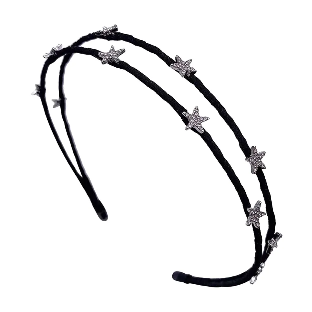 Luxury Alloy Rhinestone Hair Hoop Lightweight Exquisite Star Design Headdress for Women Prom Party Wedding Church Picnic Dance