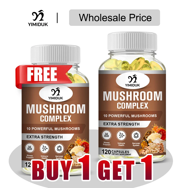 

Buy 1 Get 1 Free! Natural Organic Mushroom Complex Supplement, for Cognitive Function, Immune Booster, Focus & Nervous System