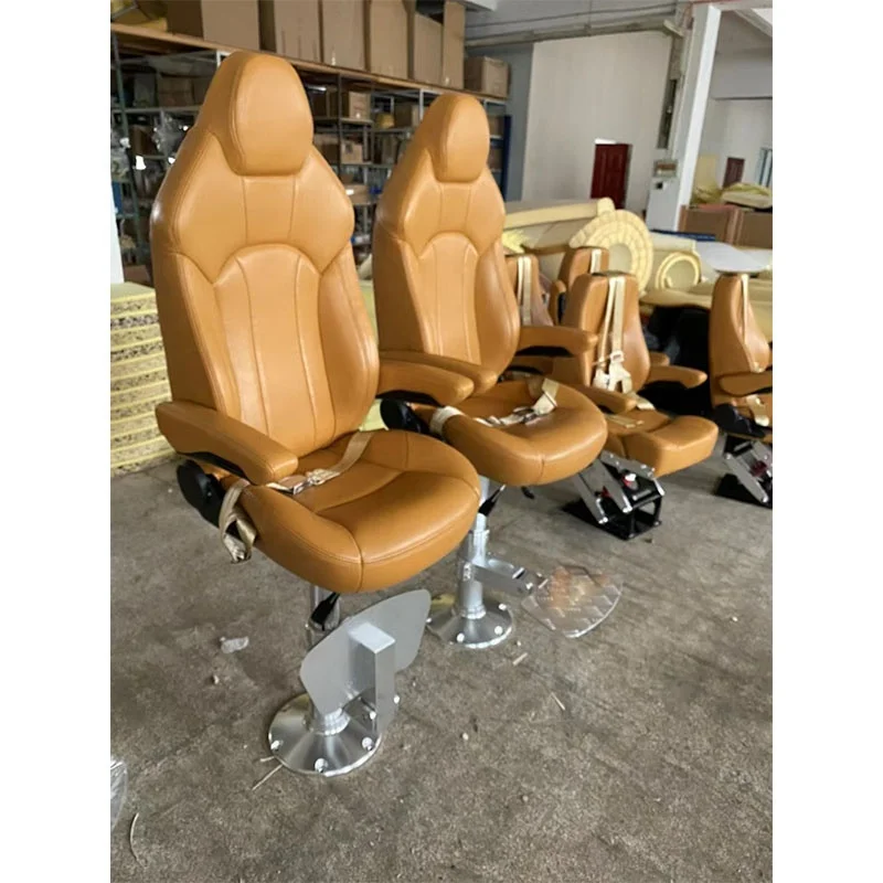 Marine Adjustable Backrest Boat Leather Marine Pilot Chair With Boat Seat Pedestal