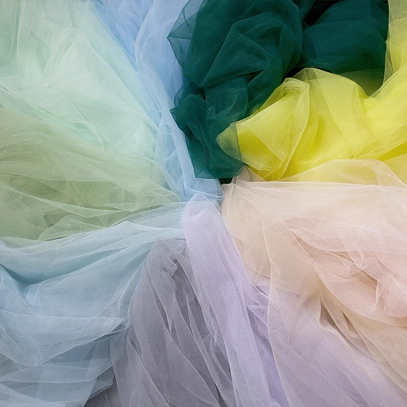 

Soft Tulle Fabric Handmade Home Sewing Sheer Chiffon Like Delicate Solid Wedding Veil Dress Lace Trim Decoration Crafts Material