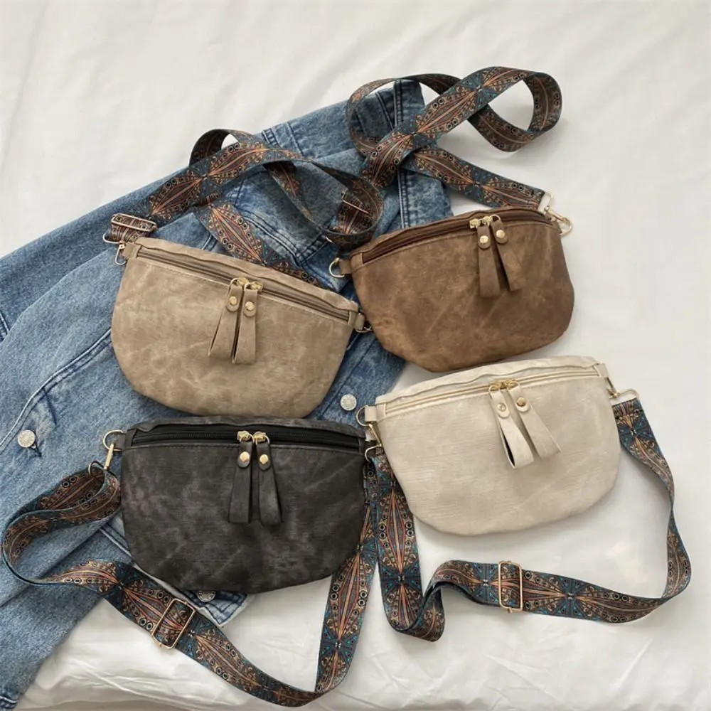 

Casual Dumpling Shape PU Leather Waist Bag Korean Style Zipper Chest Bag Fanny Pack Coin Purse Women Crossbody Bag Travel