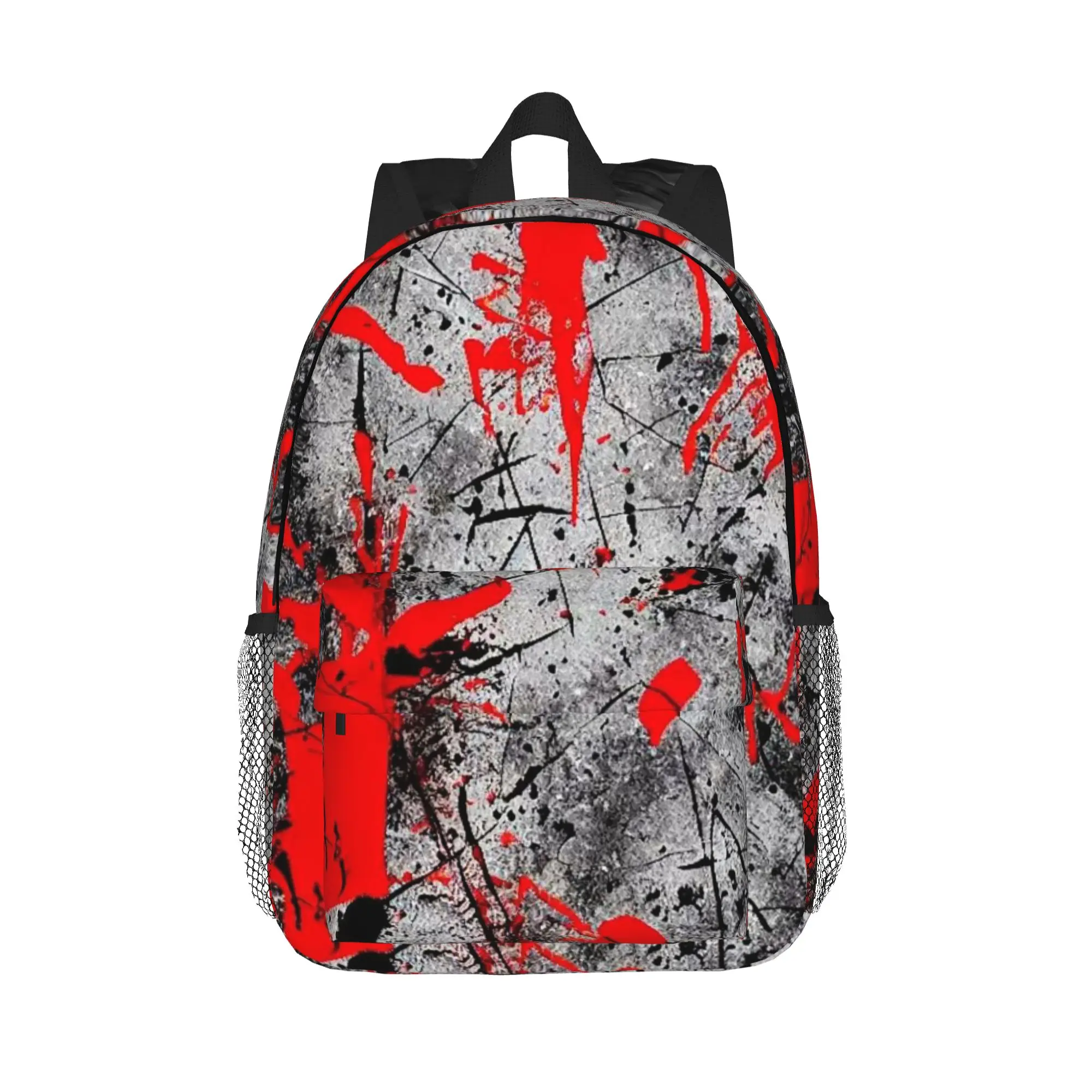 Cool Black And Red Graffiti Pattern Backpack Hot Sale Daypack Boys Girls BookBag Shoulder Bags for Men Women School Bag