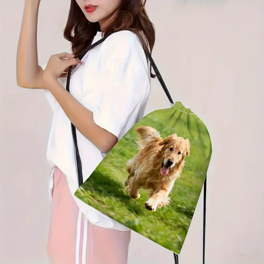 1pc Custom Photo Drawstring Bag | Durable Polyester Daypack, Perfect for Outdoor Activities & Festive Gifts, Machine Washable