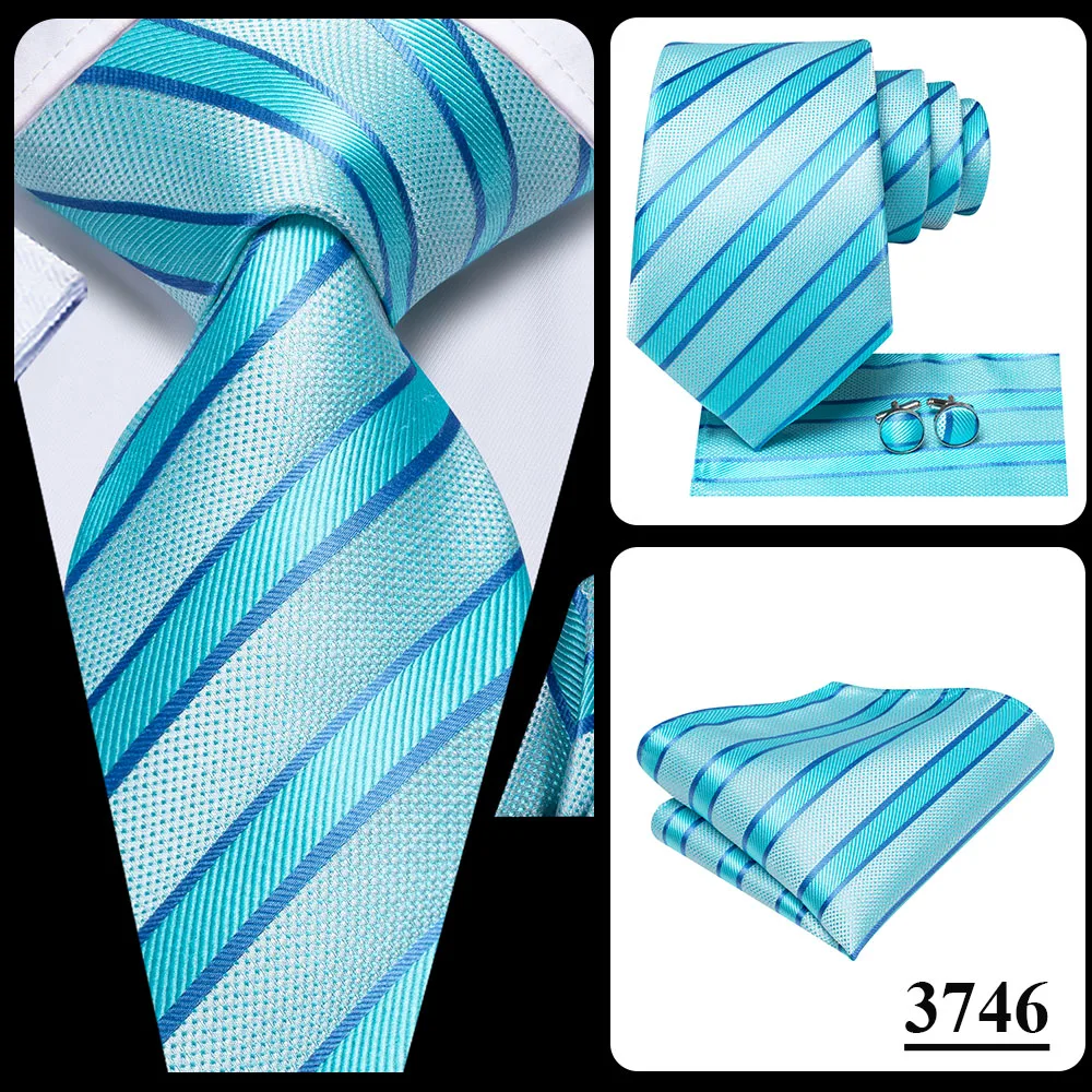 Herrenmode Einfarbiges Grün-Blaues Krawatten-, Taschentuch- und Manschettenknopf-Set für Smoking-Accessoires Klassische Luxus-Seidenkrawatte als Geschenk für Männer – Detail 30
