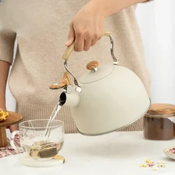 2.5L Stainless Steel Whistle Kettle for Boiling Water Chirping Camping Teapot Folding Handle Teapots to Boil Water Gas Stove