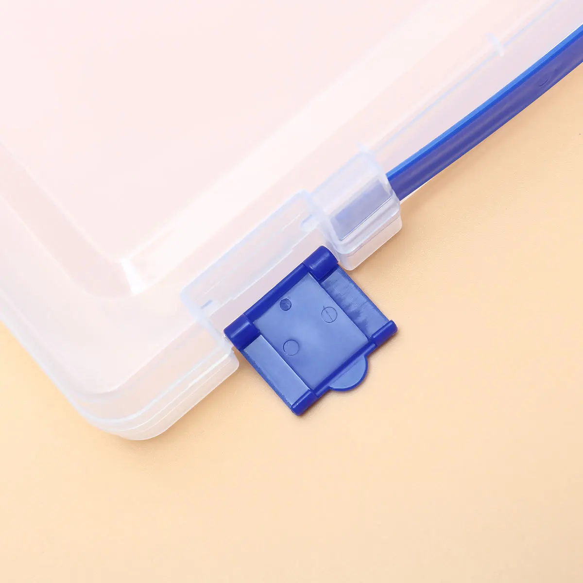 

Stackable Transparent Document Storage Box Clear Plastic Paper Filling File Case Portable Blue Buckle Lightweight Office Bedroom